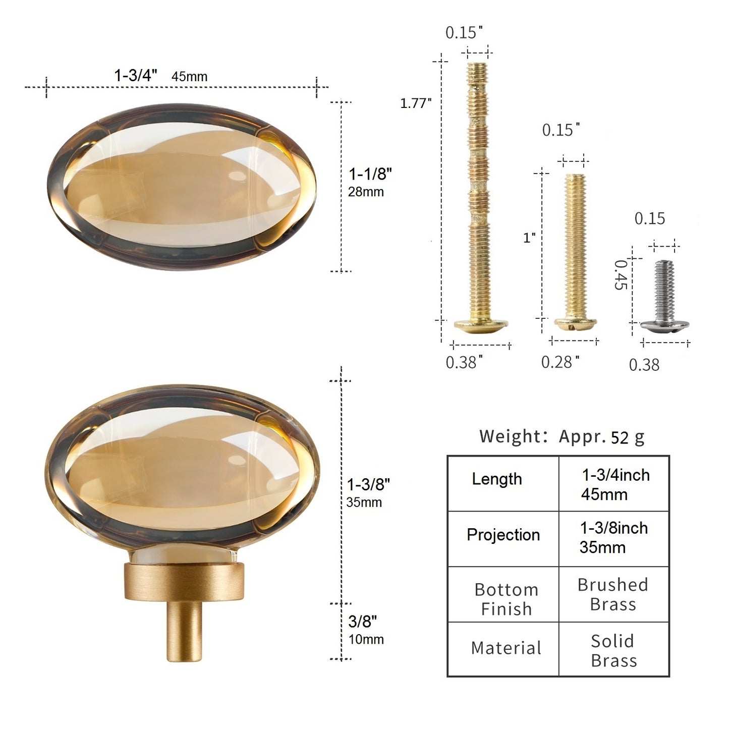 Champagne-Bronze Crystal-Brass Drawer Cabinet Knobs - 5 Pack Glass Brushed Gold pulls Hardware for Dresser Kitchen Bedroom Bathroom