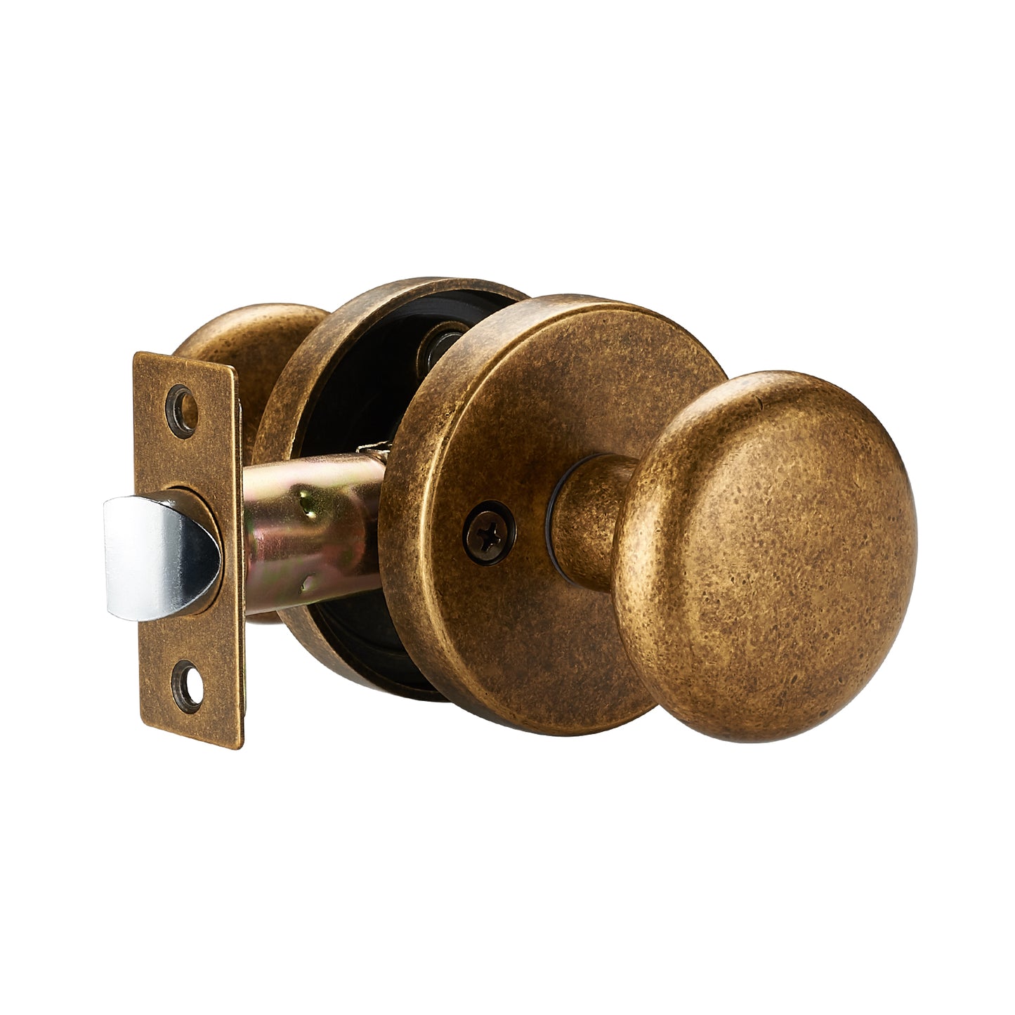 dairazan Antique Brass Passage Door Knob – Classic Round Design for Hallway, Closet, Guest Room, Smooth-Turning Non-Locking Handle, Vintage Style Long-Lasting Hardware