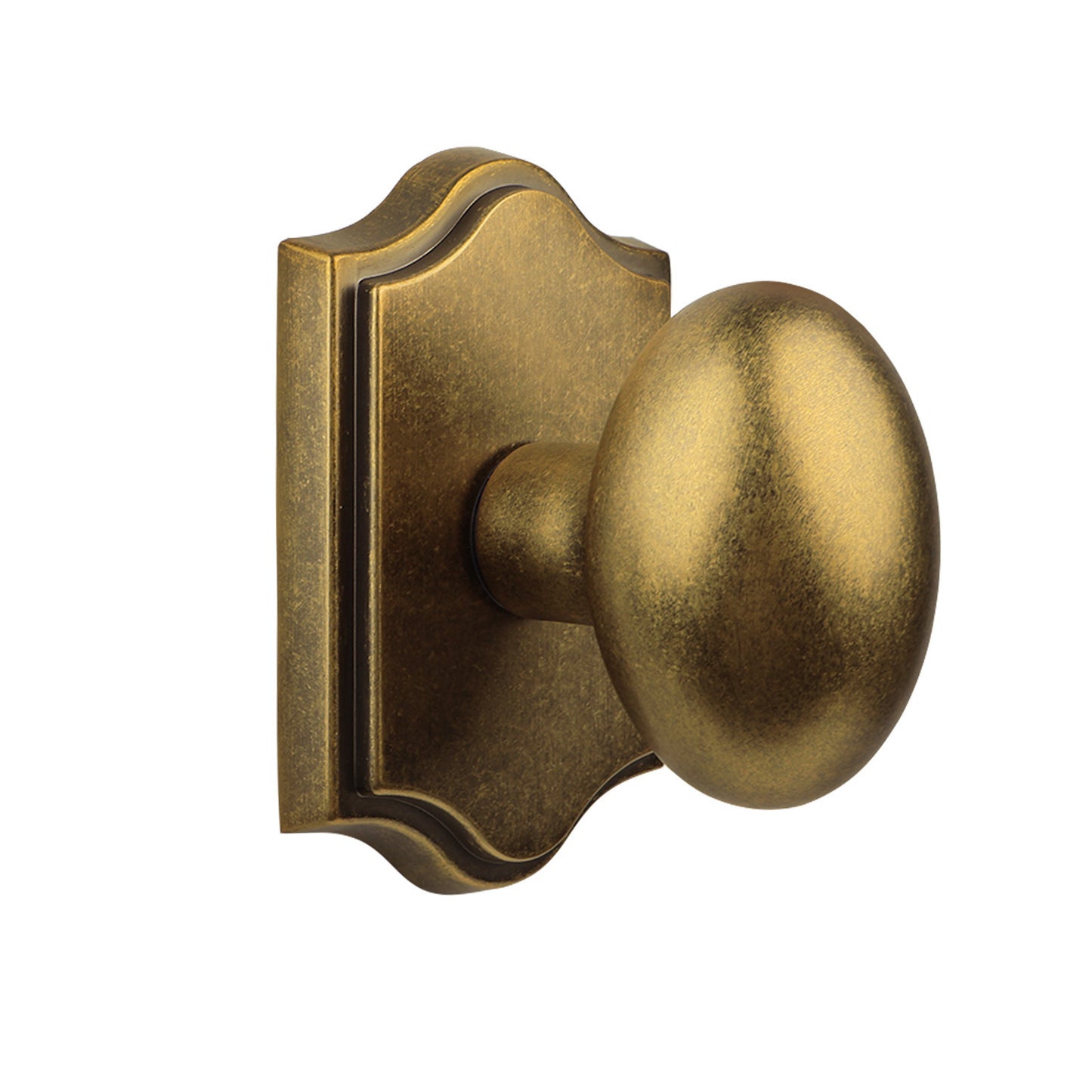 Antique Brass Finish Dummy Door Knob Interior, Vintage Style Zinc Alloy Oval Door Handle, Non-Turning Interior Push/Pull Door Knob (Antique Brass, Dummy)
