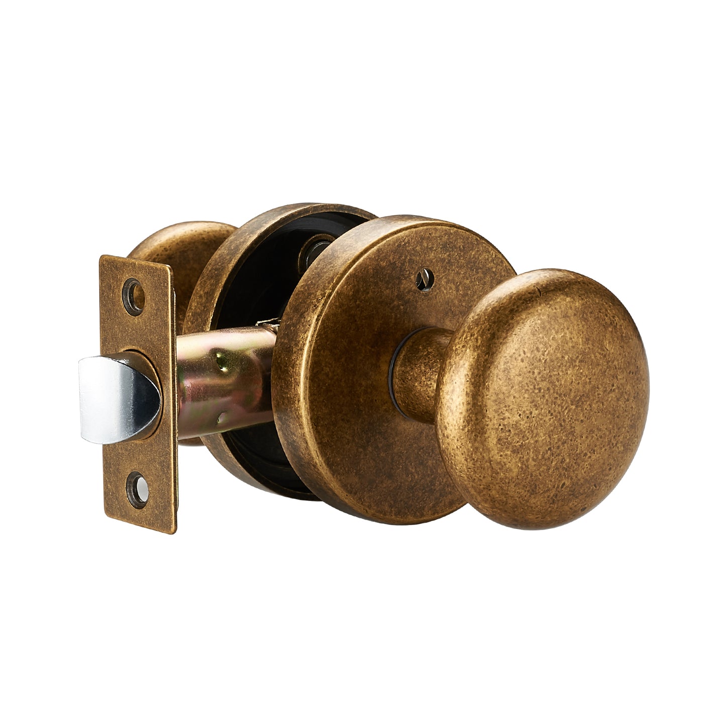 Antique Brass Privacy Door Knob – Classic Round Design with Push-Button Lock, Elegant Interior Handle for Bedroom, Bathroom, Kitchen, Vintage Style Long-Lasting Hardware