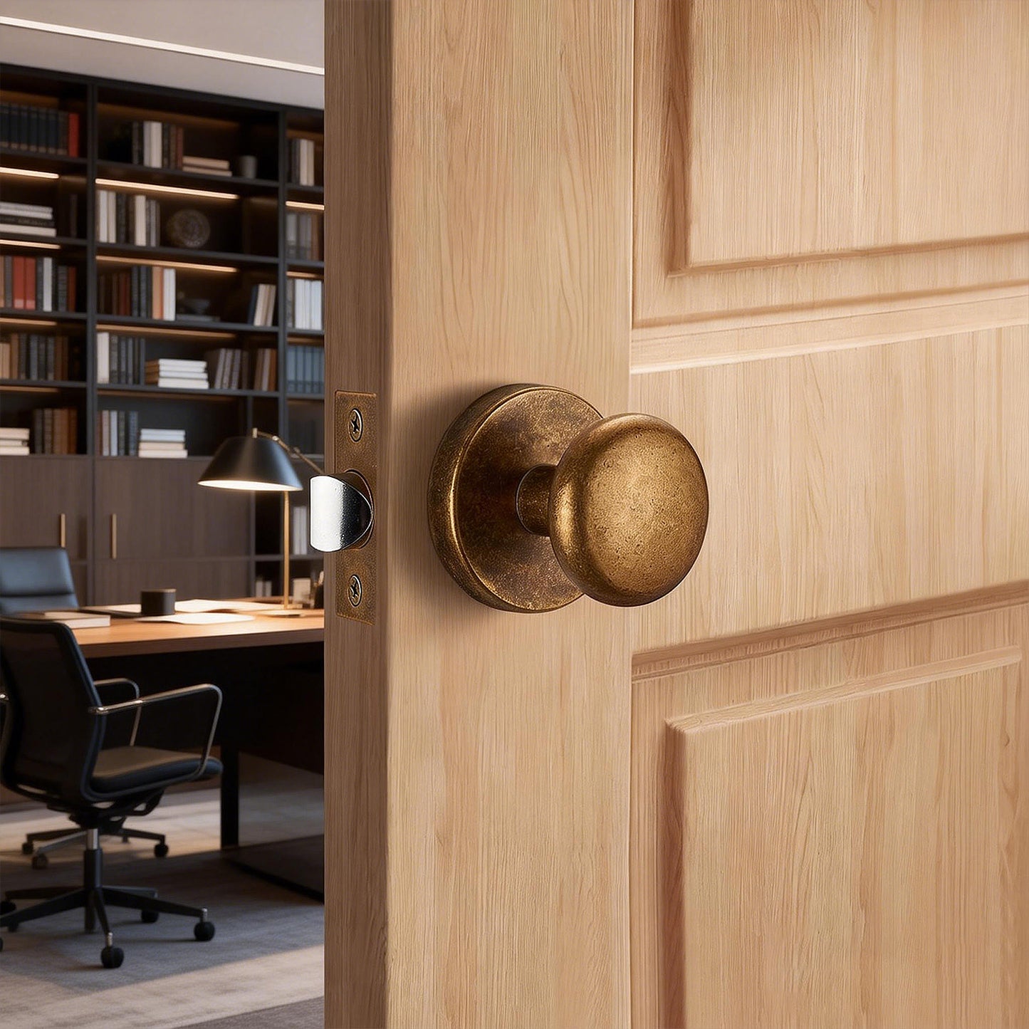 dairazan Antique Brass Passage Door Knob – Classic Round Design for Hallway, Closet, Guest Room, Smooth-Turning Non-Locking Handle, Vintage Style Long-Lasting Hardware