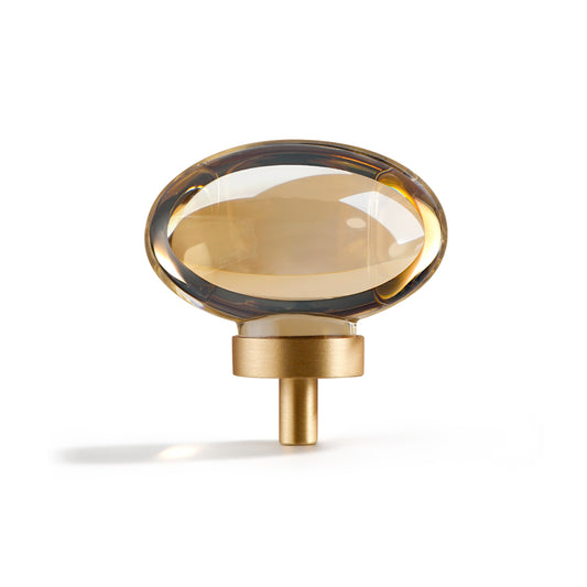 Champagne-Bronze Crystal-Brass Drawer Cabinet Knobs - 5 Pack Glass Brushed Gold pulls Hardware for Dresser Kitchen Bedroom Bathroom