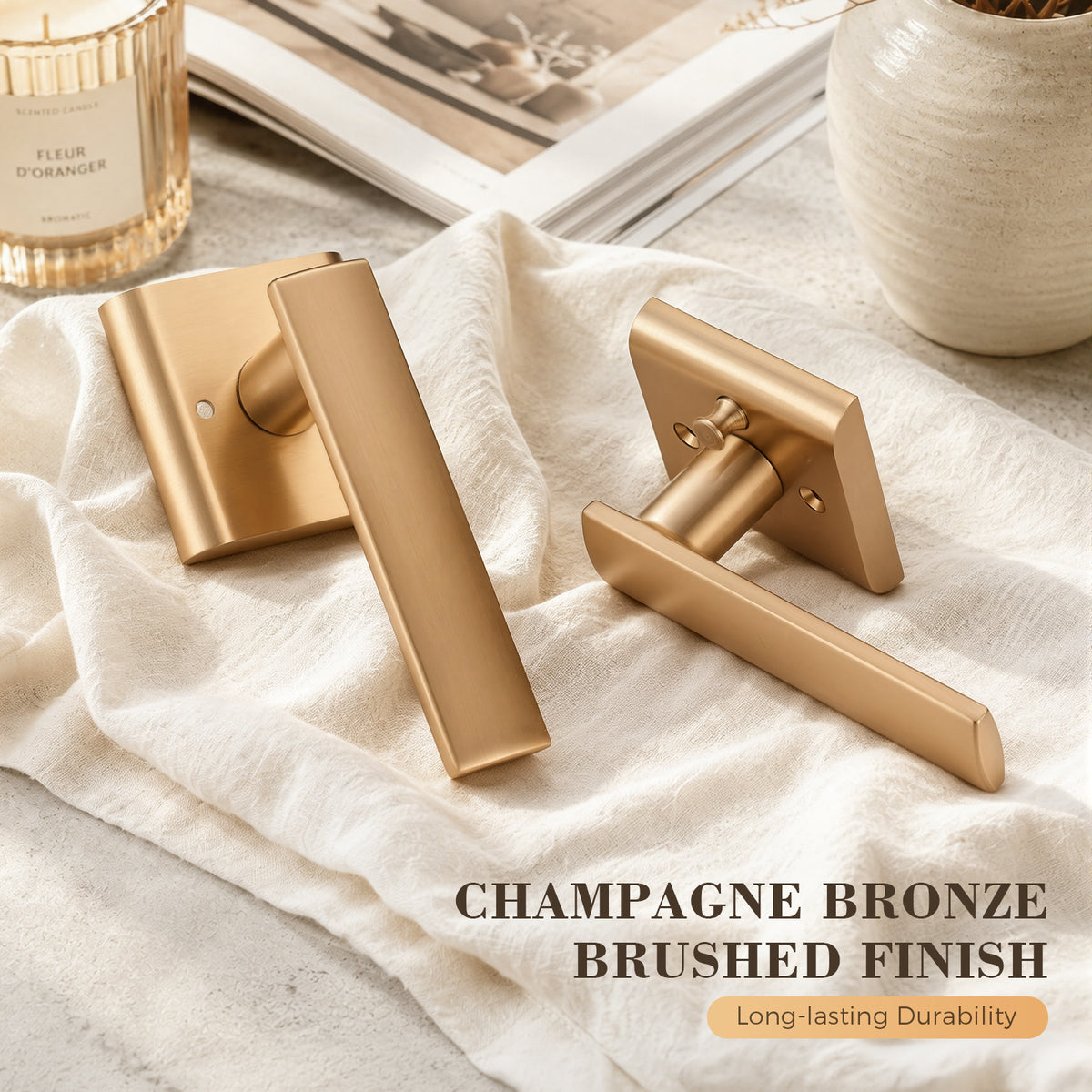 Modern Champagne Bronze Interior Privacy Door Lever