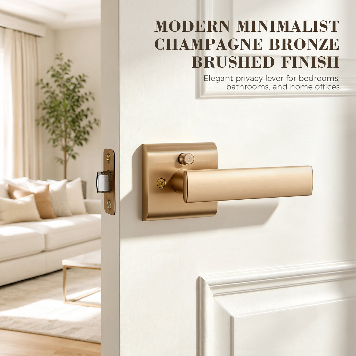 Modern Champagne Bronze Interior Privacy Door Lever