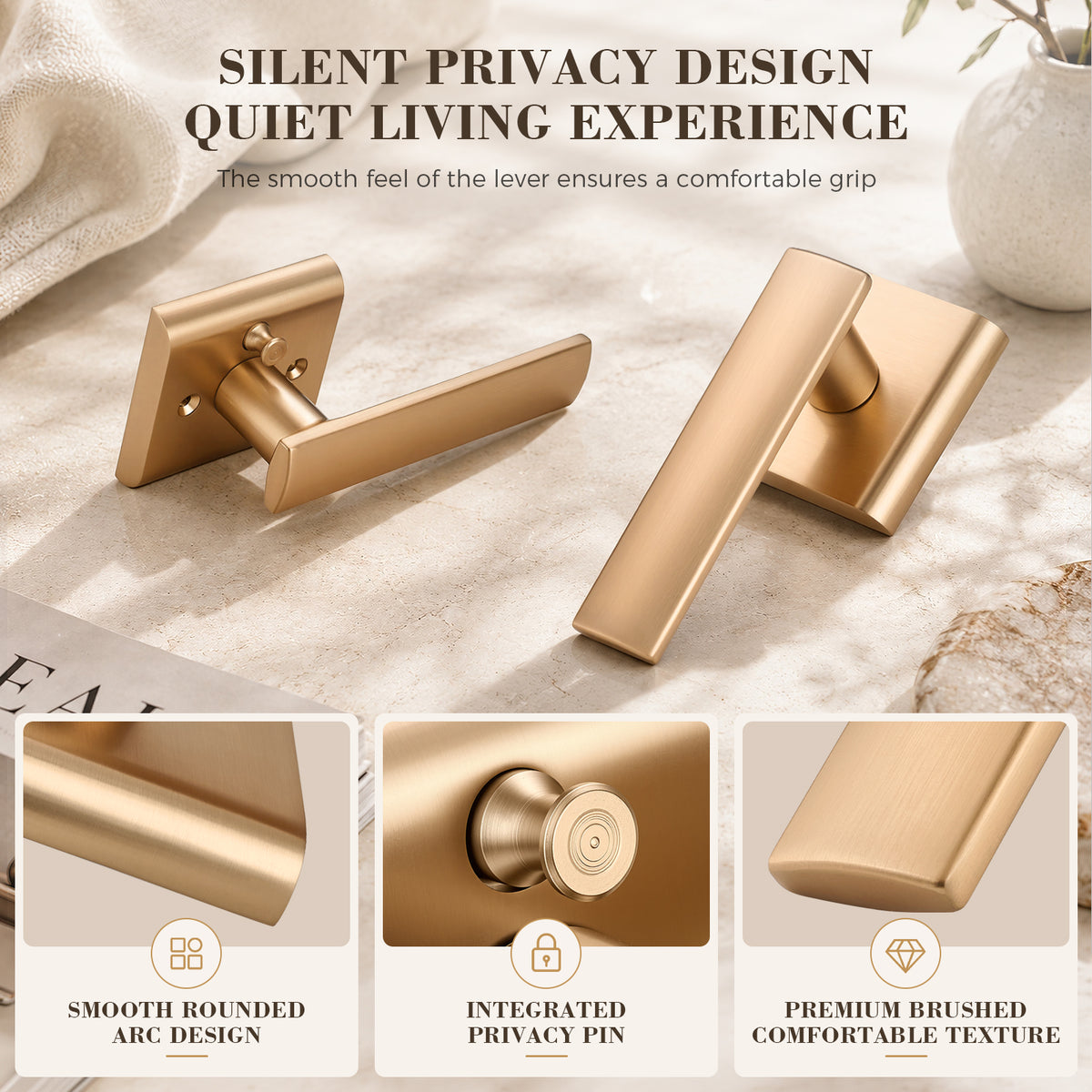 Modern Champagne Bronze Interior Privacy Door Lever