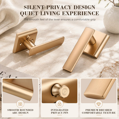 Modern Champagne Bronze Interior Privacy Door Lever