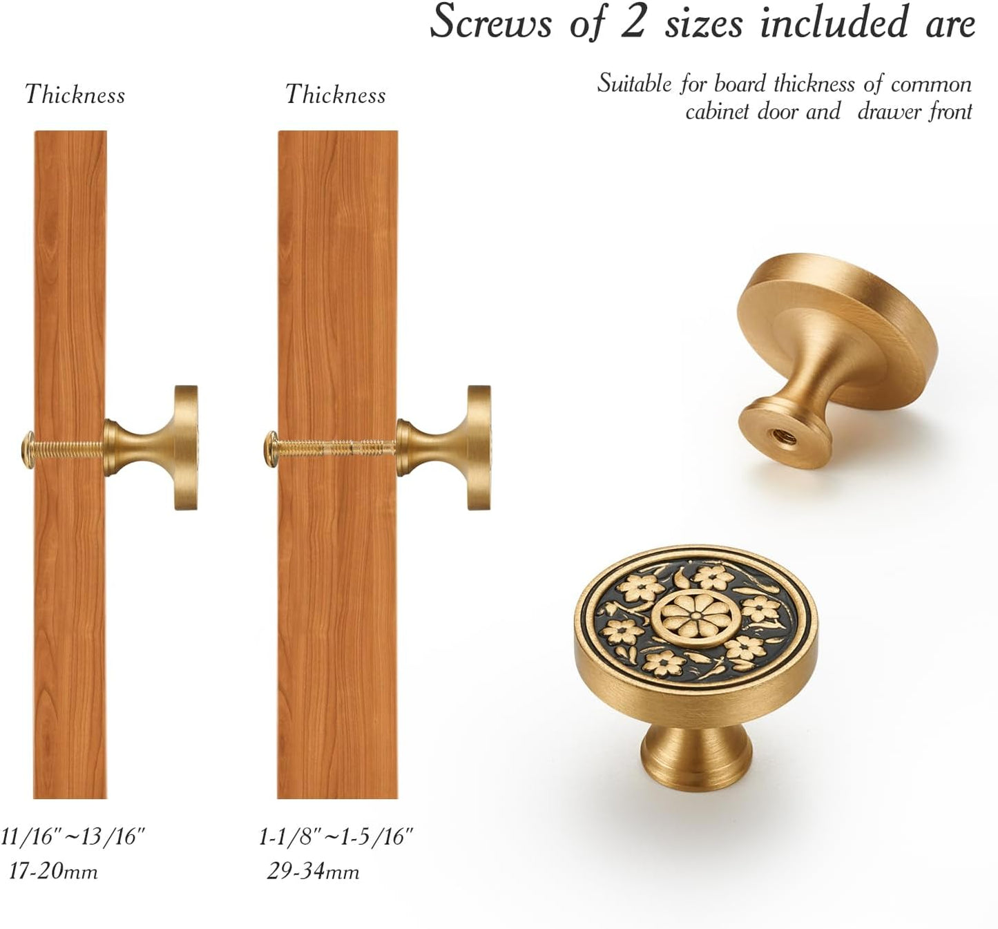 Brushed Brass Cabinet Knobs Modern Carved Bathroom Closet Kitchen Handles Round Gold Drawer Cupboard Cabinet Hardware (2)