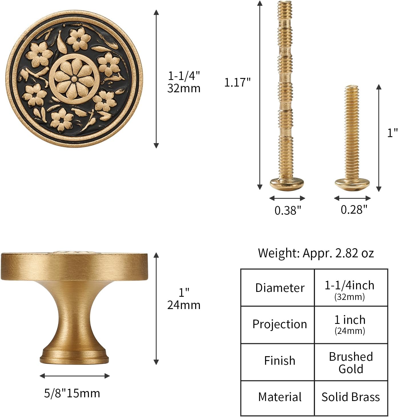 Brushed Brass Cabinet Knobs Modern Carved Bathroom Closet Kitchen Handles Round Gold Drawer Cupboard Cabinet Hardware (2)