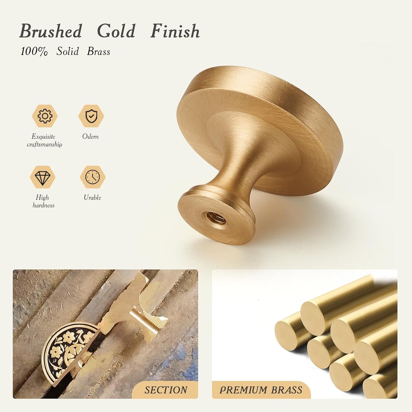 Brushed Brass Cabinet Knobs Modern Carved Bathroom Closet Kitchen Handles Round Gold Drawer Cupboard Cabinet Hardware (2)