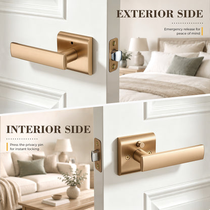Modern Champagne Bronze Interior Privacy Door Lever