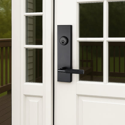 Matte Black Front Door Handle Set with Deadbolt